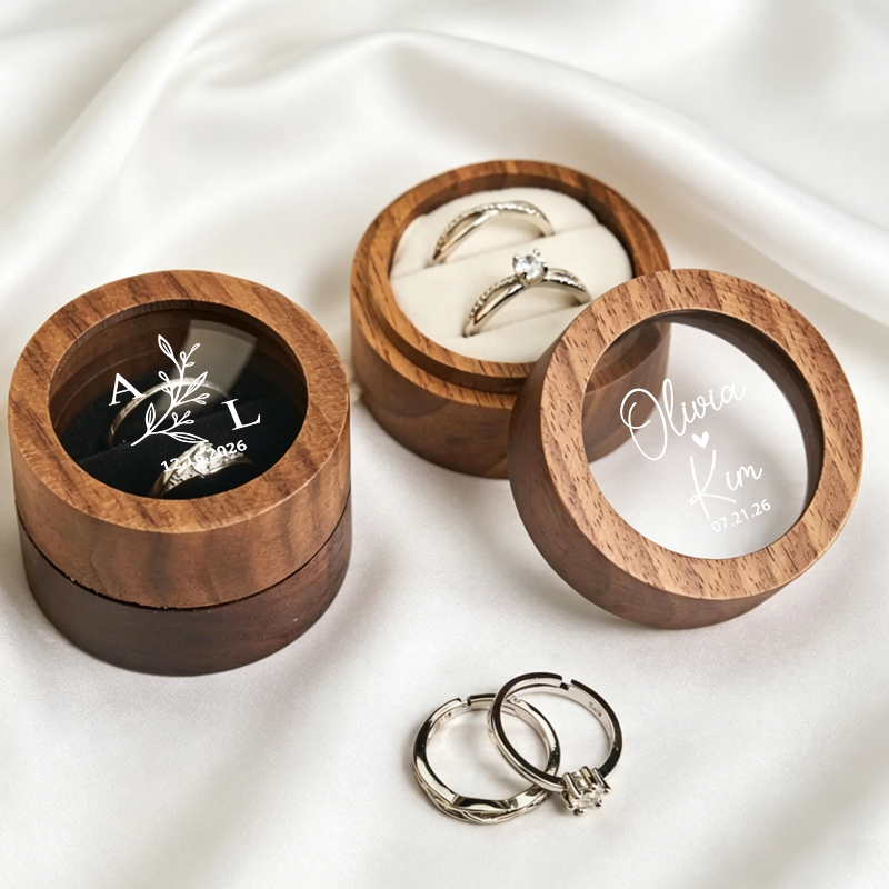 Wood Ring Blank - Boîte à alliances personnalisée, boîte à