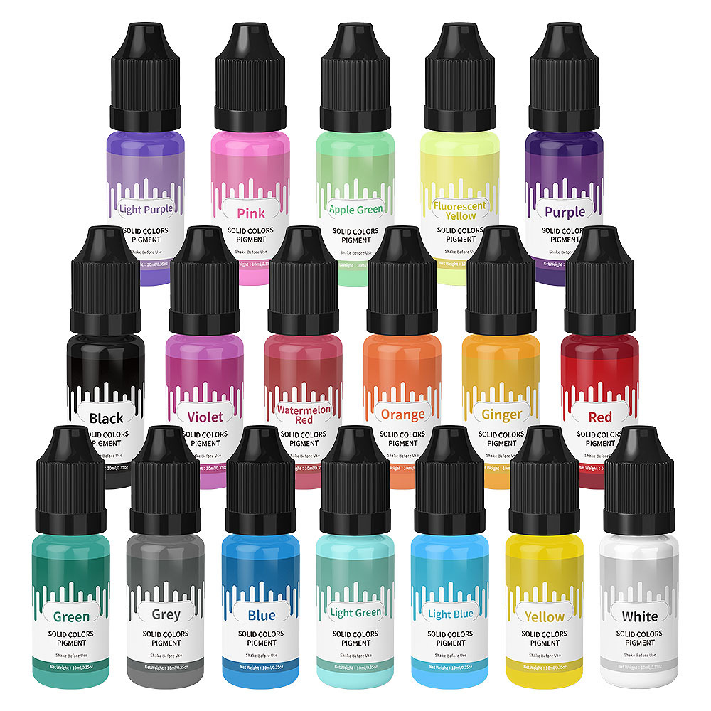 Resin Pigment Set - Macaron couleur Pastel solide, 18 couleurs,