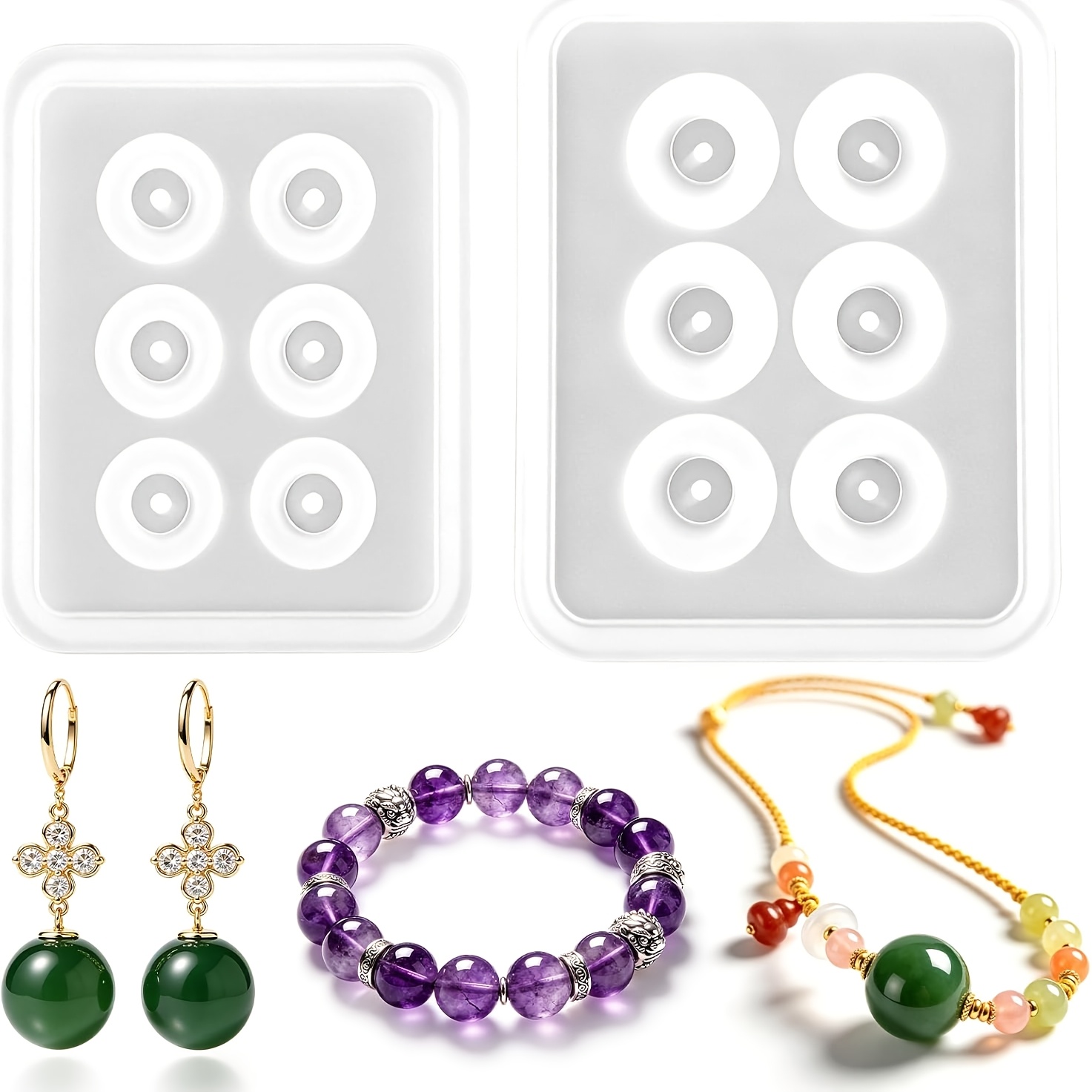 Resin Jewelry Kit - Deux moules sphériques perforés en silicone,