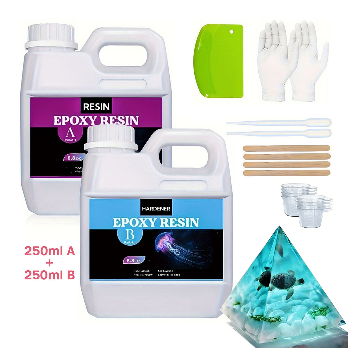 Resin Jewelry Kit - Kit de résine moulée transparente 125ml/250ml,