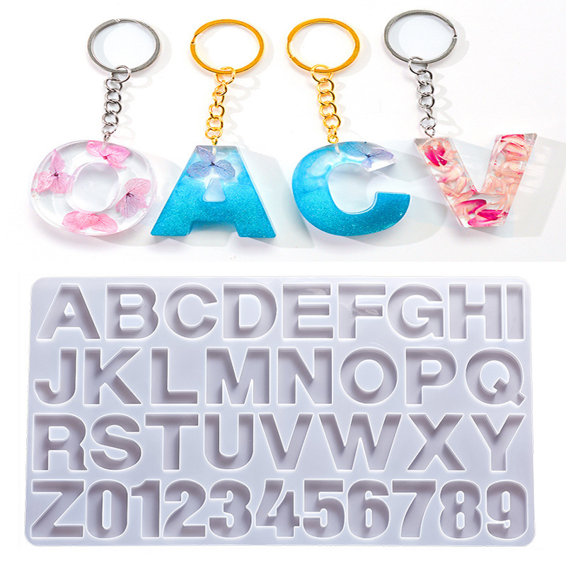 Gold Foil Flakes - Alphabet résine époxy Silicone moule bricolage
