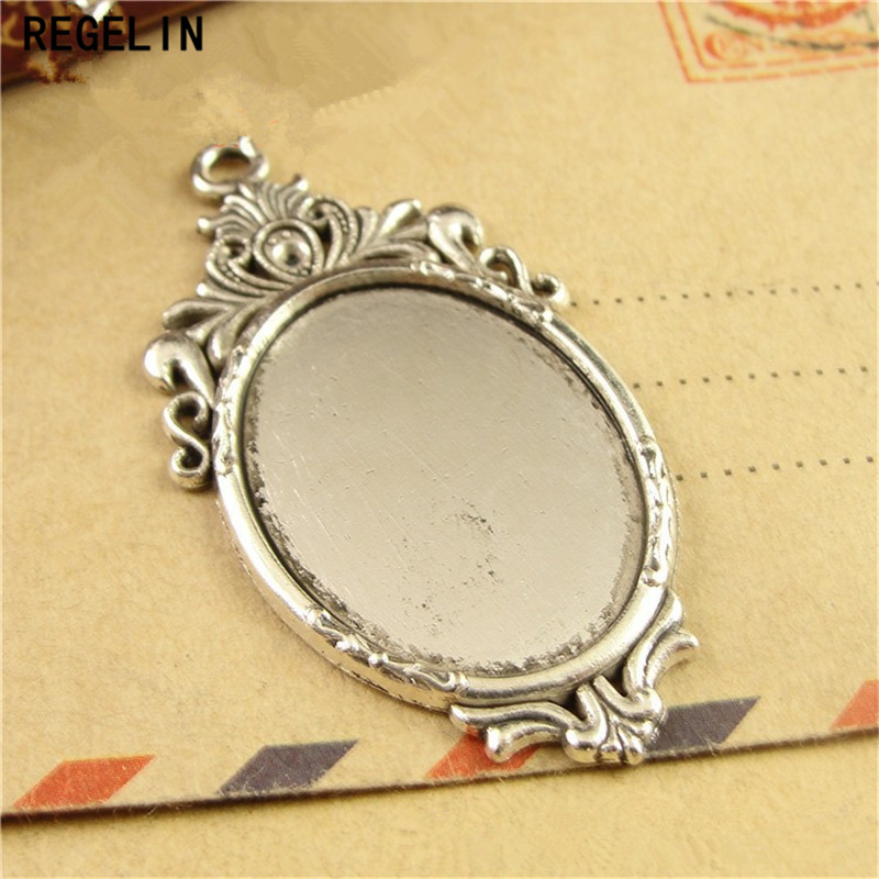 Bezels Set Pendant - REGELIN-Pendentif Antique en Bronze, Cabochons, Bases,