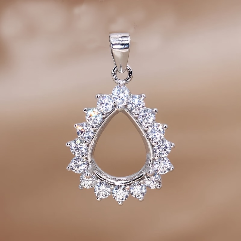 Bezels Set Pendant - 1pc Rose doré argenté larme poire