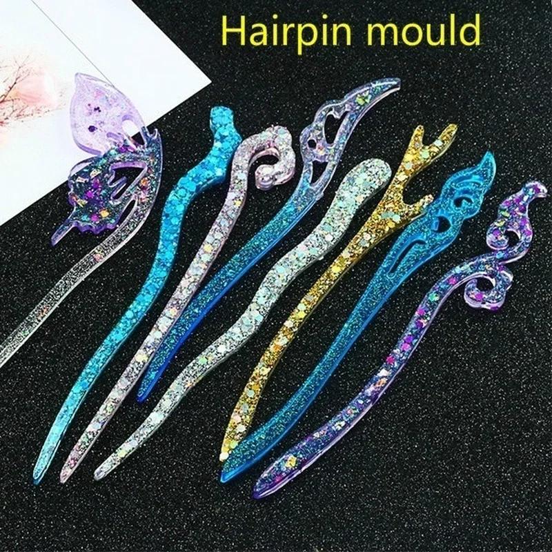 Resin Craft Supplies - Épingle à cheveux transparente en Silicone,