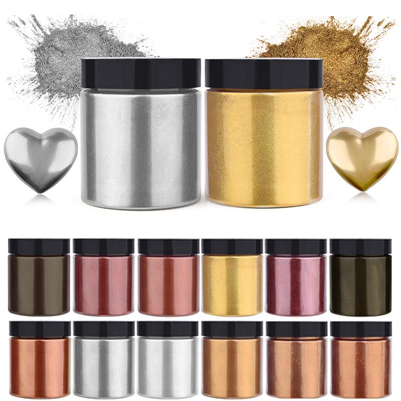 Resin Pigment Set - 50g Shimmer métallique or argent couleur