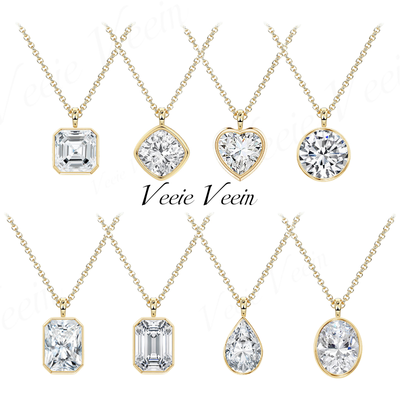 Bezels Set Pendant - Veeie Veein Jewelry Collier pendentif en