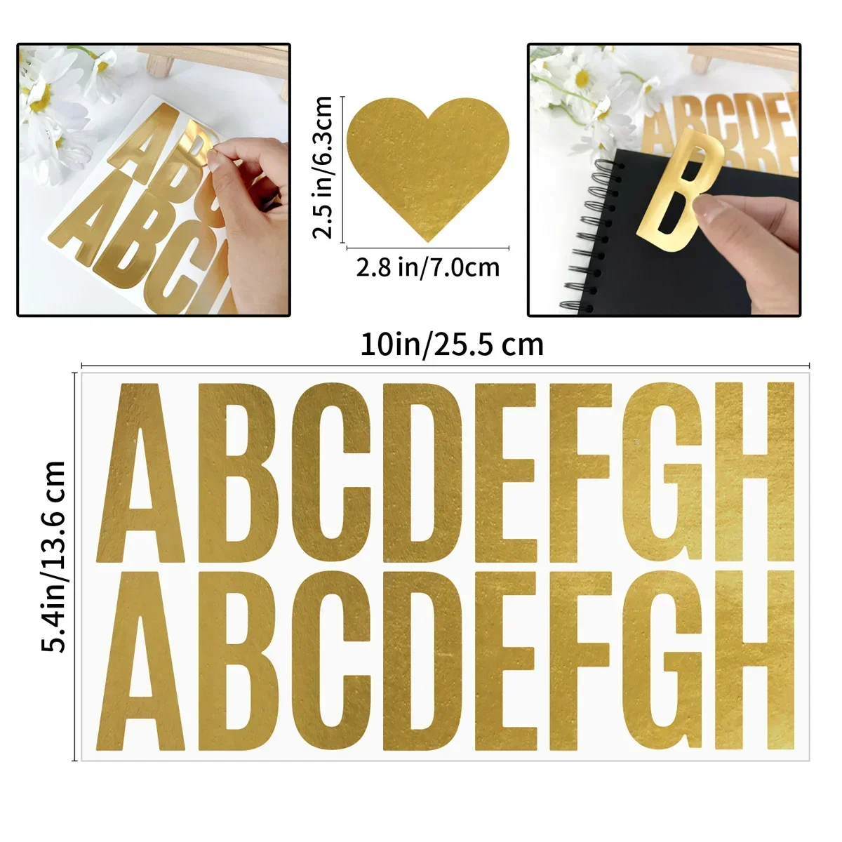 Gold Foil Flakes - 100 pièces 6 feuilles or lettre