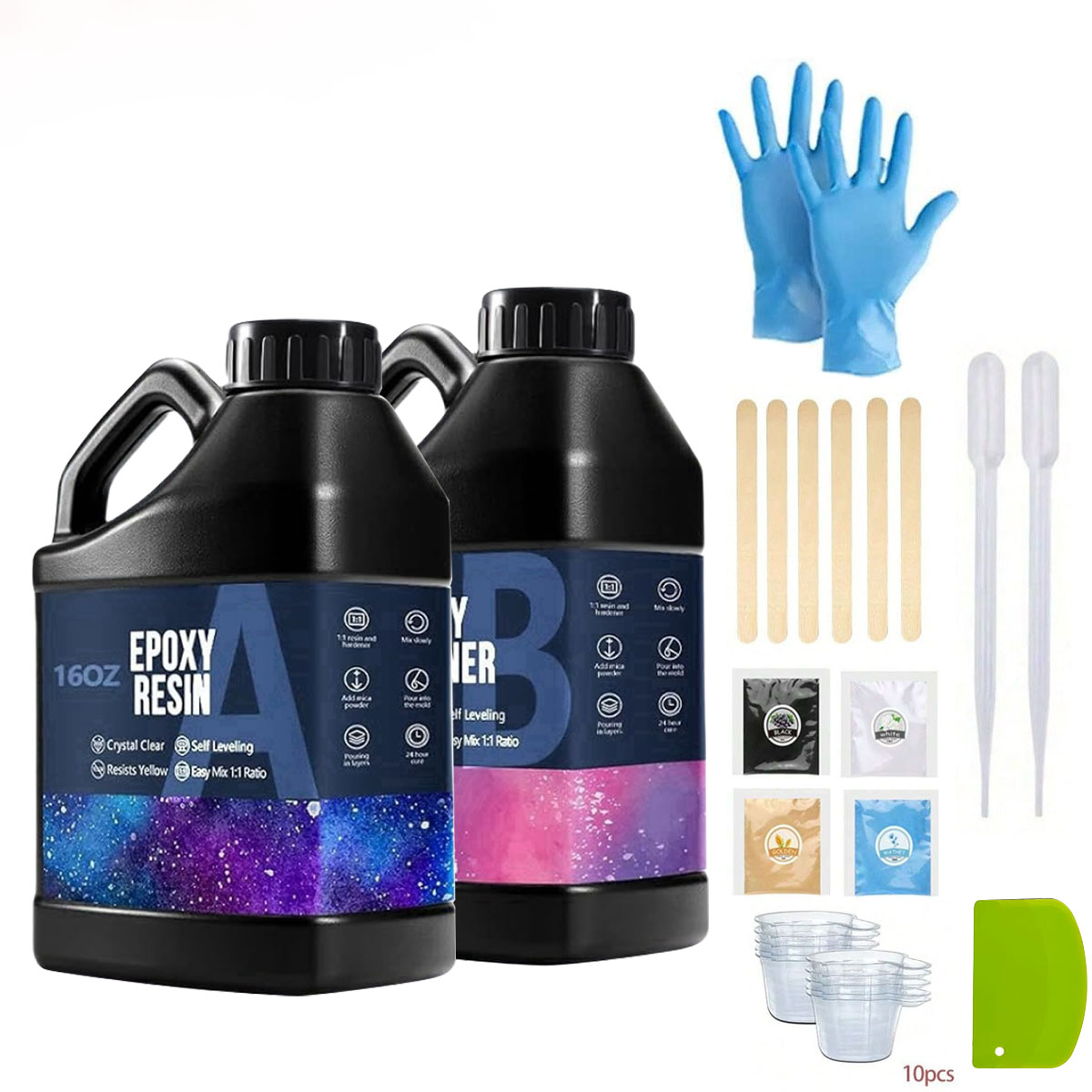 Resin Jewelry Kit - Kit de résine époxy transparente, 1000ml,