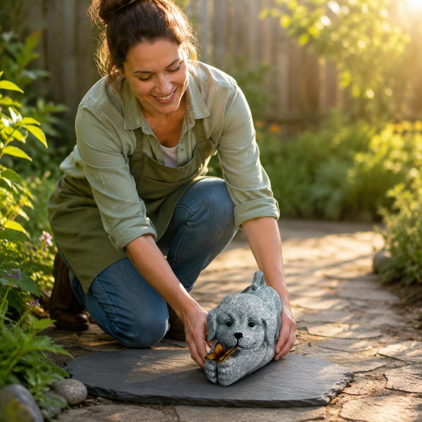 Crafting Resin - Statue de chien solaire en résine,