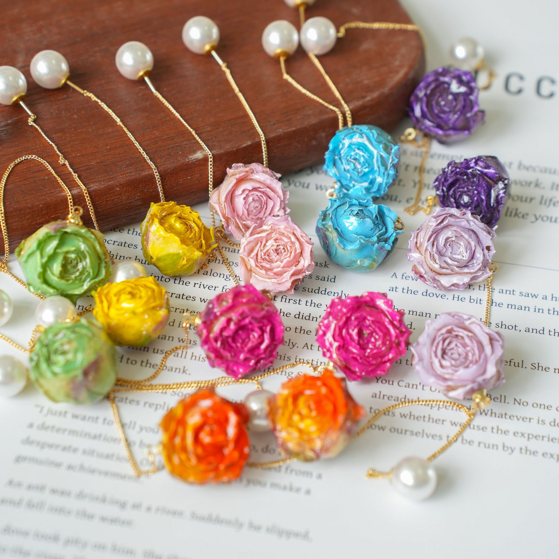 Flower Preservation Resin - Boucles d'oreilles longues élégantes en résine