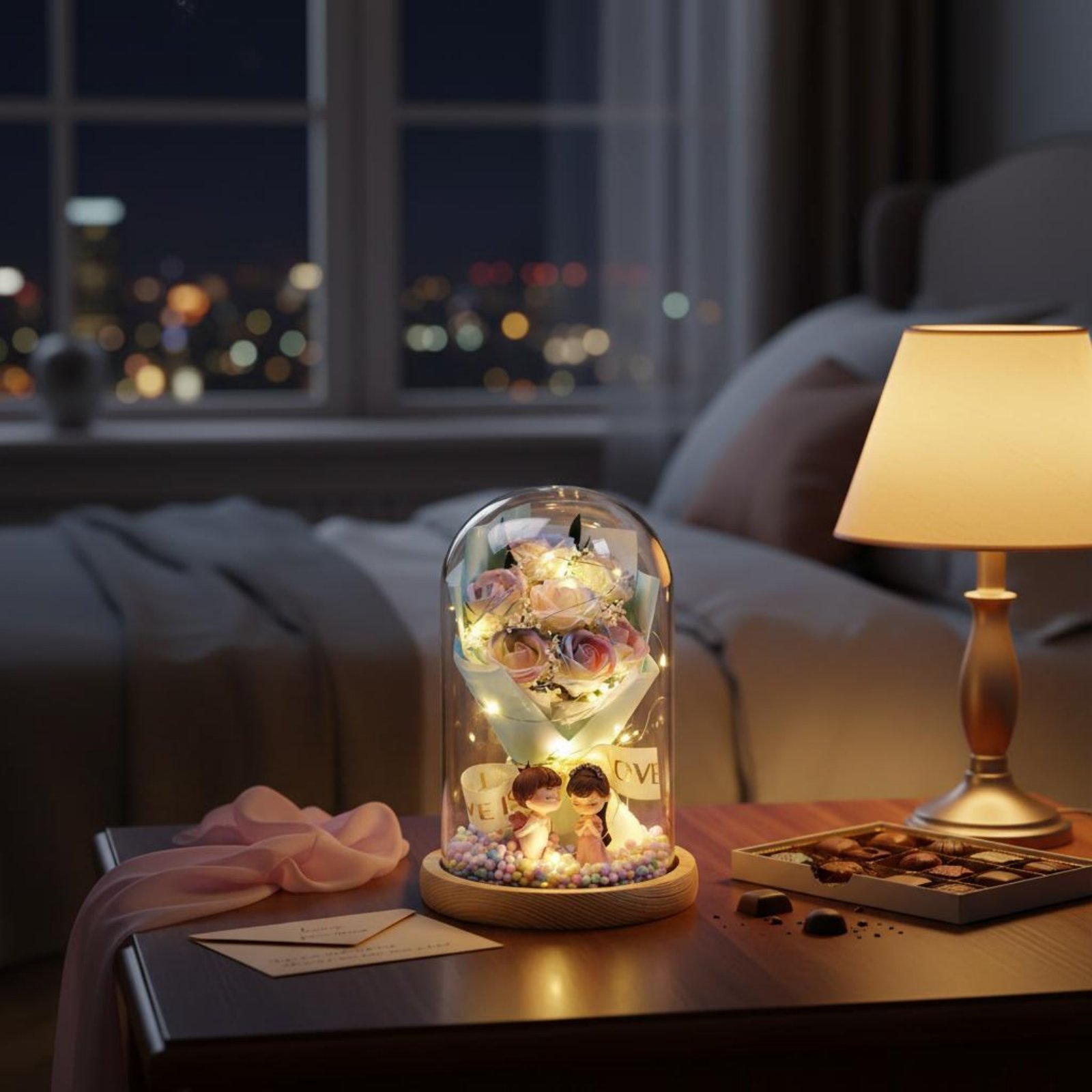 Dôme lumineux en bois avec bas - Flower Preservation Resin avis et prix