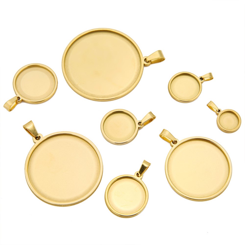 Cabochon rond en acier inoxyda - Bezels Set Pendant avis et prix