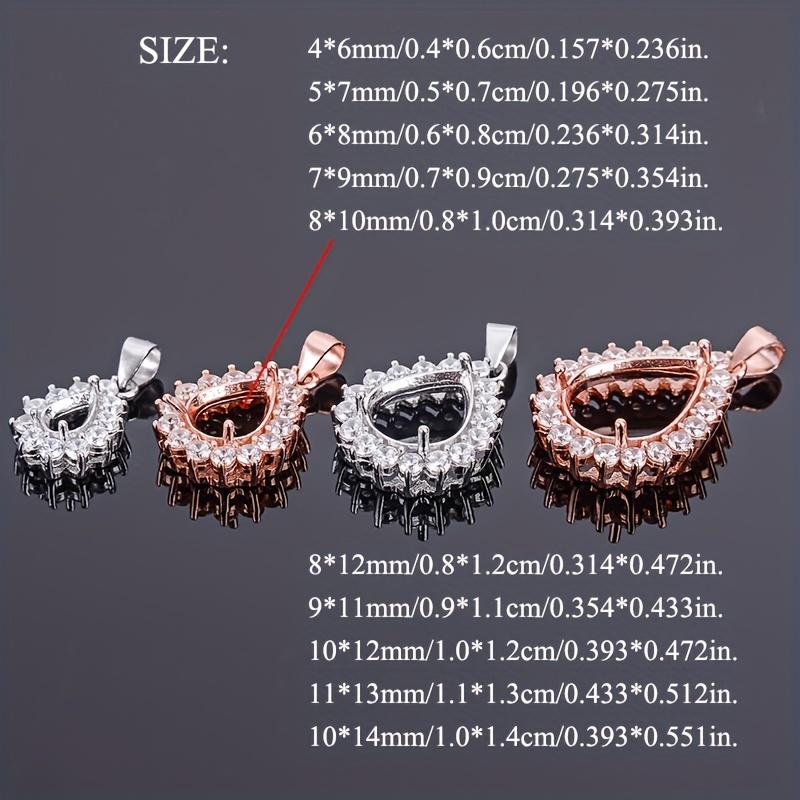 1pc Rose doré argenté larme po - Bezels Set Pendant avis et prix