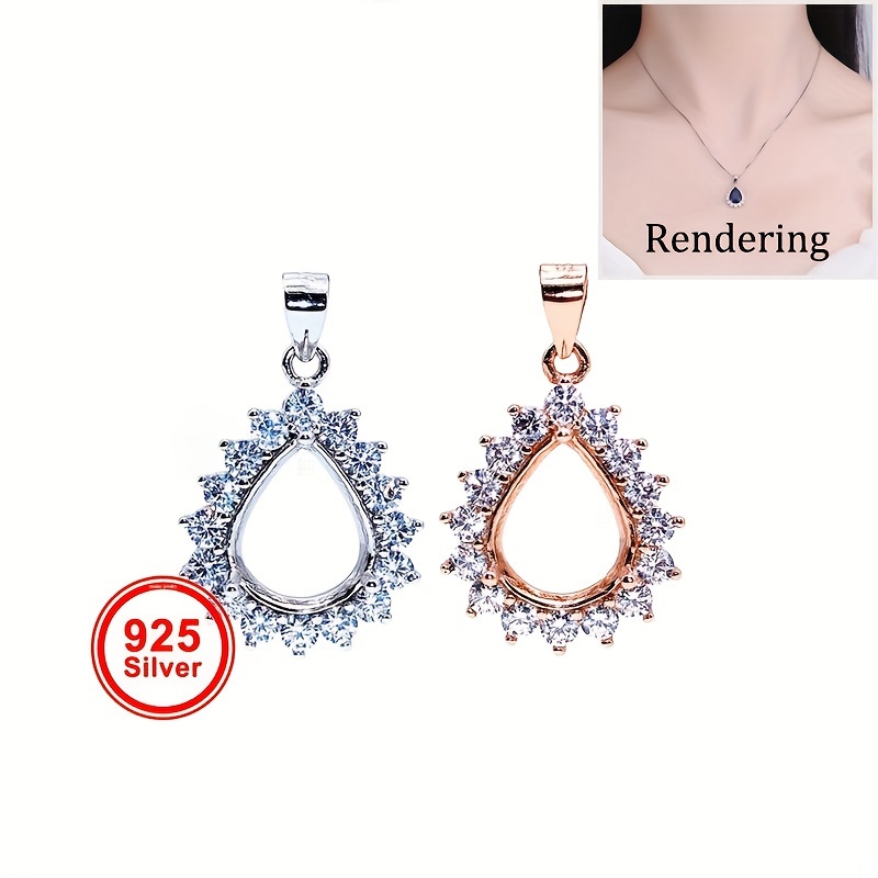 1pc Rose doré argenté larme po - Bezels Set Pendant avis et prix