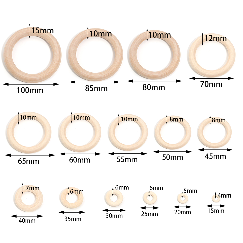 Anneaux ronds en bois naturel, - Wood Ring Blank avis et prix